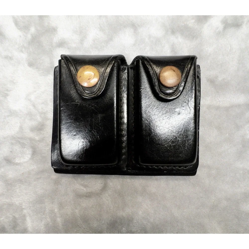 Vtg Safety Speed Double Stack Magazine Black Leather Holster Made In USA